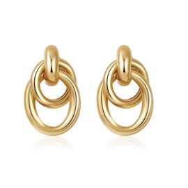 SHERLOVE Chunky Gold Earrings for Women Trendy Long Link Geometric Drop Dangle Earrings Oversized Stud Earrings Women Fashion Jewelry