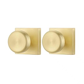 STARPY Brushed Gold Door Knobs Interior with Square Rosette, 2 Pcs Dummy Knobs for Closet