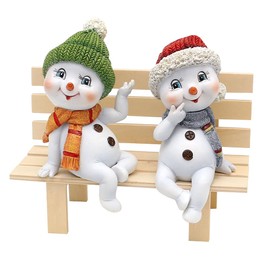 Dekohelden24 Snow Children with Hat and Scarf in Red/Green as Edge Seater, Set of 2, L/W/H per Figure 6.5 x 6.5 x 12 cm, 12 cm