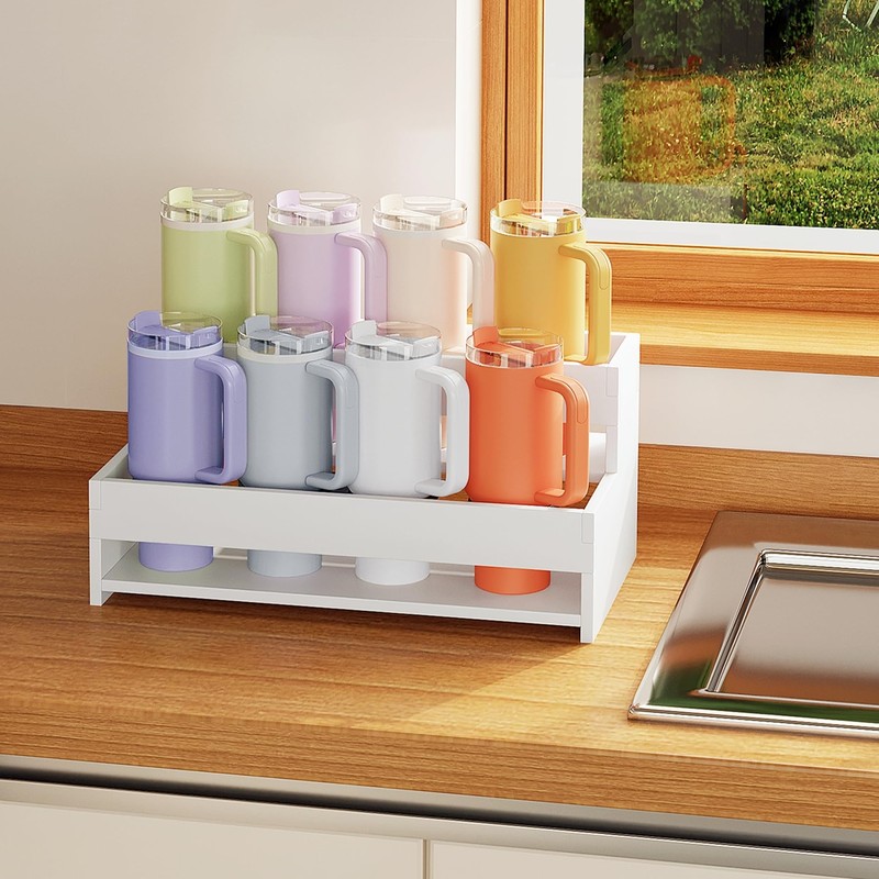 yeavs Water Bottle Organizer, 2-Tier Tumbler Holder for 8 Cups,