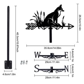 SUPERDANT Weather Vane with Fox Wind Vane Made of Reed Weather Vane Made of Metal for the Garden Decorative Weather Vane for Outdoor Use Animal Wind Direction Indicator