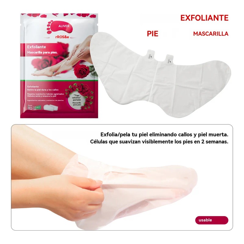 Mascarilla Para Pies Pedicure Foot Peeling Pack Aroma A Rosa