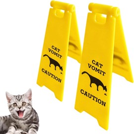Cat Vomit Sign 2Pcs,Caution Vomit,Dog Warning Sign, Funny Desk Decor, Caution Sign, Funny Gifts for Cat Dog Lovers