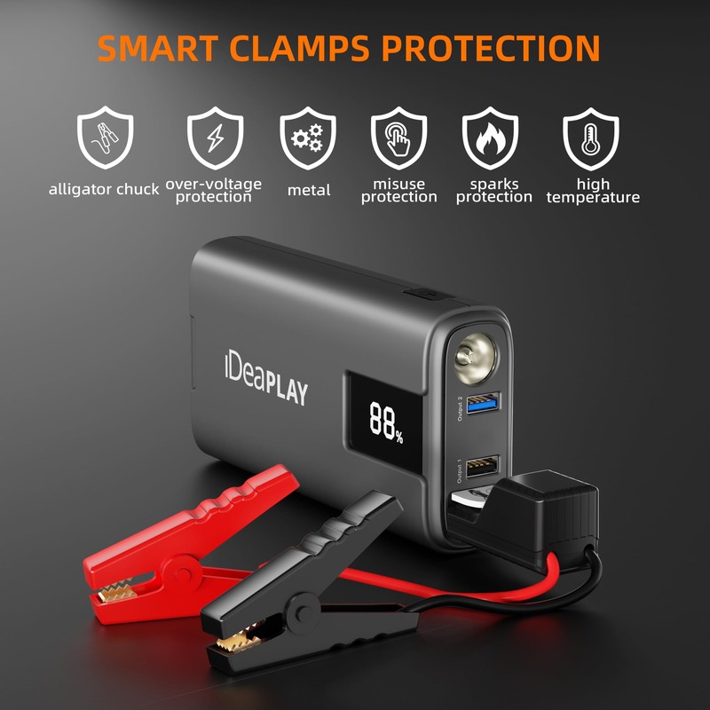 IDEAPLAY J10 Jump Starter, 2000A 12V Car Battery Jump Starter