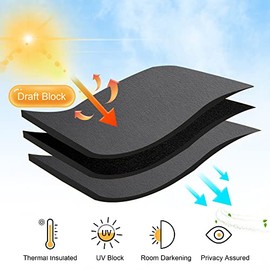 RYB HOME - Cortinas opacas grises con aislamiento térmico para ventana, para dormitorio, cocina, comedor, persianas con bloqueo de luz solar para...  