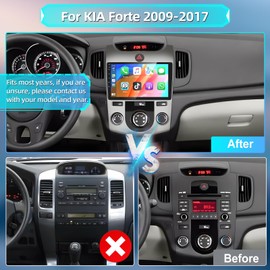 Podofo [8 Core 4+64G] Car Stereo Radio for Kia Forte 2009-2017 with Wireless CarPlay Android Auto 9" Touch Screen Bluetooth 5.0 Audio with GPS Navigation Mirror Link WiFi FM/AM Radio RDS Backup Camera