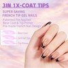 Maigitur Black French Tip Nails - Press On Coffin Shape