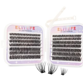 Elitefe Lash Extension Kit DIY 280Pcs Lash Clusters Kit Eyelash Extensions 10-16MM Individual Lashes Extensions with Lash Bond and Lash Tweezers (280Pcs, 450D, 0.07D 9-16mm)
