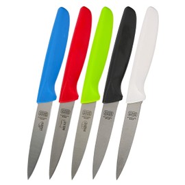 The Kosher Cook Kitchen Knife 5-Piece Set - 4 inches - Steak and Vegetable Knife - Razor Sharp Pointed Tip, Straight Edge - Color Coded Kitchen Tools