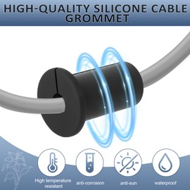 3/4" Starlink Wall Grommet for Cables, Waterproof Silicone, Black 2 Pack