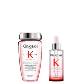 Kérastase Care Set with Shampoo and Anti-Hair Loss Serum for Fine and Brittle Hair, Hair Bath Against Hair Loss and Hair Breakage, Bain Hydra-Fortifiant & Sérum Anti-Chute Fortifiant, Genesis