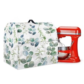 Txsniver Dust Cover for Kitchen Mixer Waterproof Stand Cover for Mixer with Front Pockets and Adjusting Drawstring for 4.5-5 Quart Multi-Functional Kitchen Mixer Accessories, Eucalyptus White