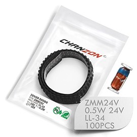 (Pack of 100 Pieces) Chanzon SMD Zener Diode 0.5W 24V ZMM24V ZMM24 LL-34 (SOD-80 MiniMELF / 1206) 0.5 Watt 24 Volt Silicon Glass Zener Diodes