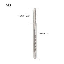 sourcing map Metric Machine Tap Left M3 Thread 0.5 Pitch H2 Accuracy 3 Flutes High Speed Steel 2pcs