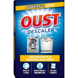 ASA® Oust Dishwasher & Washing Machine Descaler - Removes Limescale & Odour - Deep Cleaning - Multi Purpose - 2x75g Sachets