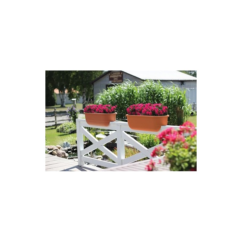 Apollo Exports International 24" Dual Deck Railing Planter, Terra Cotta