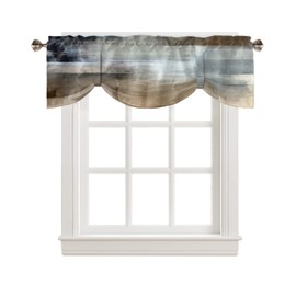 Brown Graffiti Art Tie Up Valances for Windows Brown Gray White Oil Painting Art Abstract Rod Pocket Short Window Valance Curtains Home Decor Window Treatment for Kitchen Living Room Bedroom 42x18in