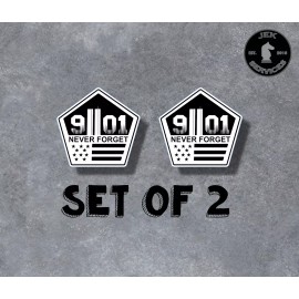 JEK Services 9 11 01 Never Forget Waterproof Sticker Decal - 2 Inch (Set of 2), Standard Lamination