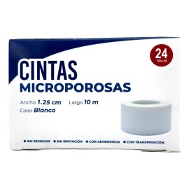 Cinta Adhesiva Micro Porosa Microporosa Blanca Color Blanco Diseño 10m 25cm Unidades