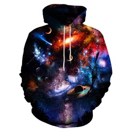 Asylvain Space Hoodies for Women Unisex Adults 3D Printed Fashion Galaxy Hoodies for Men Novelty Pullover Sweatshirts, Medium