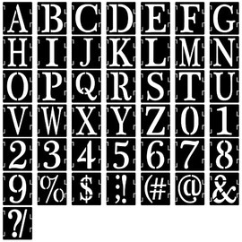 3 Inch Letter Stencils Numbers Symbol Craft Stencils for Painting on Wood, 43 Pcs Reusable Alphabet Templates Interlocking Stencil Kit for Wall Fabric Door Porch Rock Chalkboard Sign DIY Art Crafts