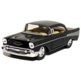 KiNSMART 1957 Chevy Bel Air Coupe Black, 1:40 Scale, Die Cast Metal, Black, 5 Inch, Pull Back Action