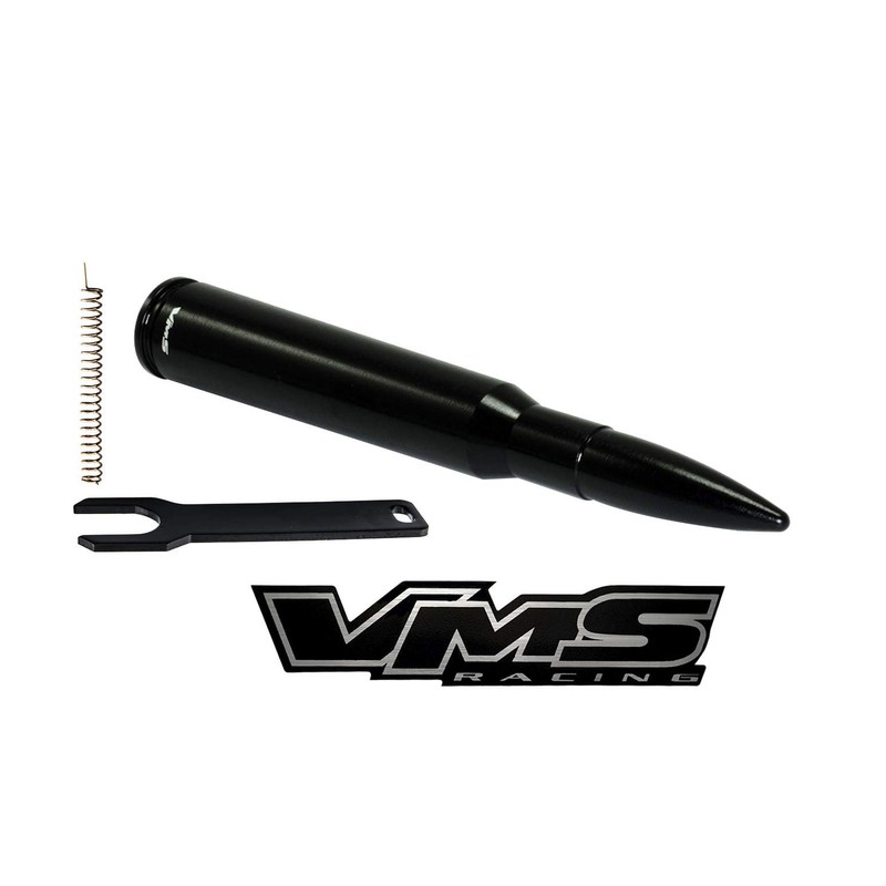 VMS RACING 50 CAL Caliber BLACK BULLET ANTENNA with ANTI-THEFT