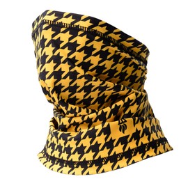 Houndstooth Scarf Snood for Men Women Fleece Neck Warmer Tubular Biker Bandana Balaclava Scooter MOD Ski Winter Plaid Yellow Cafe Racer Neck Gaiter Face Warmer