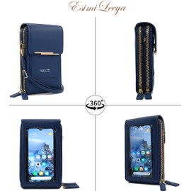 Esimileeya Women's Anti-Theft RFID Crossbody Phone Purse, Sapphire Blue, 7.48" x 1.97" x 1.97"