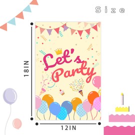 12x18 inch Let's Party Garden Flag Happy Birthday Theme Party Courtyard Logo Banner Indoor and Outdoor Birthday Party Decorations