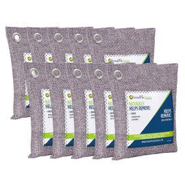 Breathe Green Charcoal Odor Eliminator Bags (10-Pack) | Activated Bamboo Charcoal Deodorizer | Natural Freshener Removes Odor &Moisture | Odor Eliminator for Car, Closet, Bathroom, Gym Bag, Shoes