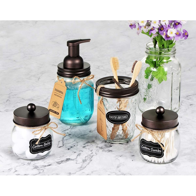 Amolliar Mason Jar Toothbrush Holder- Rustproof Stainless Steel - Holds