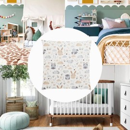 Children's Cushion Cover Decorative Patterned 40 x 40 cm, Baby Toddler Cushion Covers for Prams, Organic Cotton Pillowcase with Zip (1 Pack)