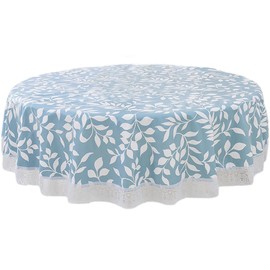 Table Cloth Waterproof Round Table Cover PVC Plastic Tablecloth Round Fitted Tablecloths Waterproof Oil-Proof Plastic Table Cover for Circular Table Wipe Clean Garden Tablecloth 70.86inch/180cm Round