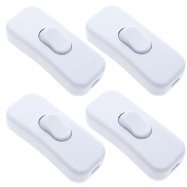 Powice 4 x Intermediate Switch, Cord Switch, 230 V, Cable Switch, Suitable for 2 and 3 Core Power Cords and Small Appliances or Lights Toggle Switch, White