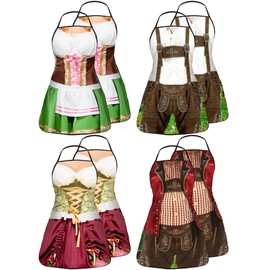 8 Pcs Oktoberfest Apron German Beer Party Costume Bavarian Novelty Apron for Women Men Cooking BBQ Party Favor Gifts(Couple)
