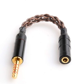 okcsc Lin08 Conversion Cable, Balanced Connection, Cable Earphone Jack Converter, 0.17 inch (4.4 mm), 5 Poles (Male) to 3.5 mm 3 Poles (Female) 8 Cores, 15 cm Monocrystalline Copper