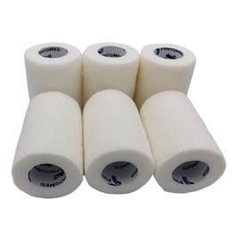 PintoMed Selbstklebender Verband, Gedehnt -6xWeiß Bandagen Rollen - 7,5cmx4,5m Haftbandage Verband; Fixierbinde selbsthaftend; Health Pflaster, sport tape; Stück für Handgelenk, Bein, Arm, vet wrap