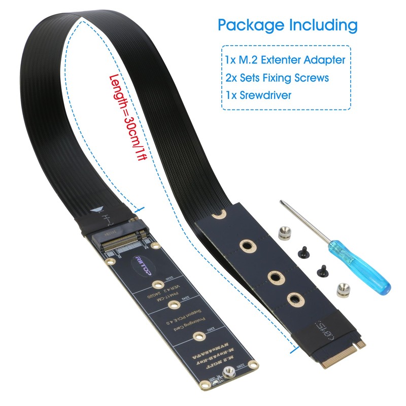 RIITOP M.2 NVMe Extension Cable, NVMe Extender for Both M