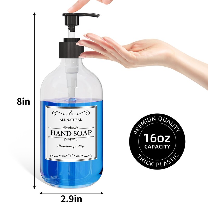 2PCS Clear Dish Soap Dispenser for Kitchen with Rust Proof