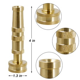 Triumpeek Solid Brass Hose Nozzle, 2 Pack 4" Heavy Duty Brass Garden Hose Nozzle with 10 Rubber Washers