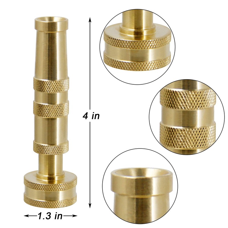 Triumpeek Solid Brass Hose Nozzle, 2 Pack 4" Heavy Duty