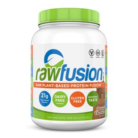 Rawfusion- Vegan Protein Powder, Banana Nut - 30 Servings, 21g of Plant Based Protein, Low Net Carbs, Non-Dairy, Gluten/ Lactose Free, Soy Free, Kosher, Non-GMO, 2lb Pound