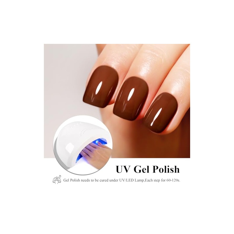 Esmalte De Uñas En Gel Semipermanente, Color Marrón Ámbar Translúcido,
