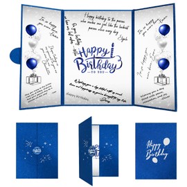 Crenics Blue and Silver Birthday Decorations for Men or Women, Creative Birthday Guest Book Alternative, Birthday Signature Book 18 x 12 inch, Great Birthday Gifts for Girls Boys
