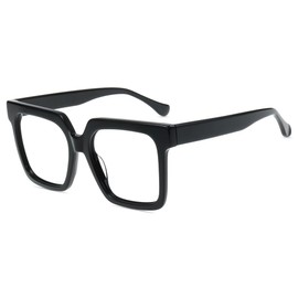 Firmoo Oversized Blue Light Blocking Glasses for Woman/Men, Black Square Frame Computer Gaming & Phone Eyewear Anti Eyestrain, Cathy001