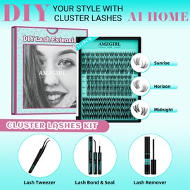 Lash Extension Kit,DIY Individual Lashes Clusters,Including Bond And Seal,Eyelash Remover For Eyelashes Extensions,Applicator Tool For False Cluster Kits(SMH)