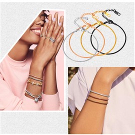 PROSTEEL Stainless Steel Snake Chain Bracelet 21 cm Adjustable Women's Bracelet 1.5 mm Wide Slim Chain Fashion Jewellery for Girls Valentine's Day, Metal