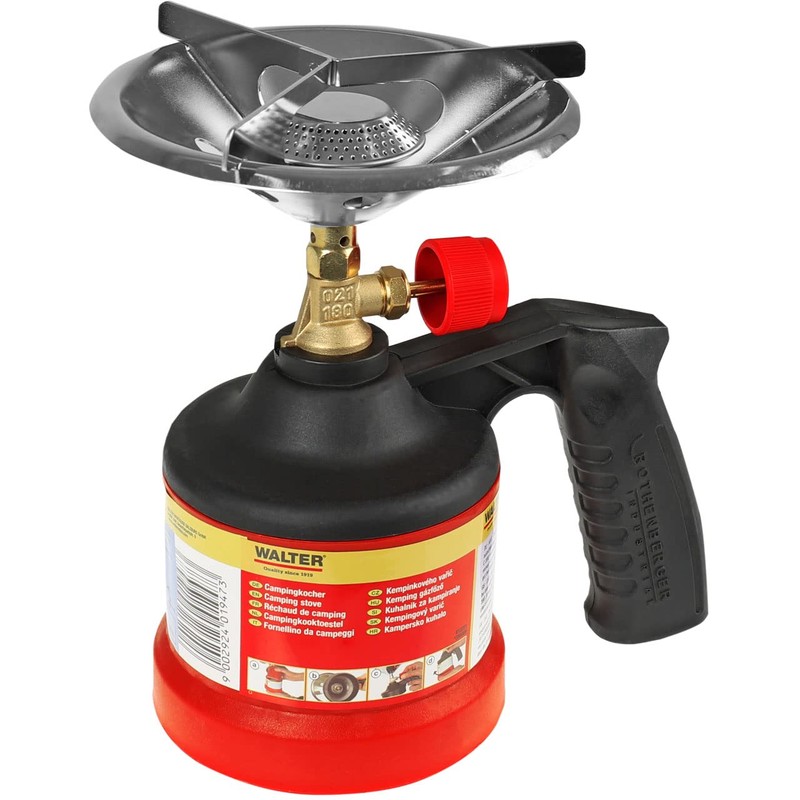 WALTER Camping Stove, Practical Gas Stove 1-Bulb, Flame Continuously Adjustable,