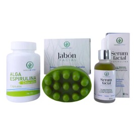 Hadosbiotec Kit Facial Detox Espirulina Serum+jabón+cápsulas